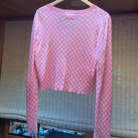 Calle del Mar Checkered Pink Cardigan Sz M - Picture 7 of 10
